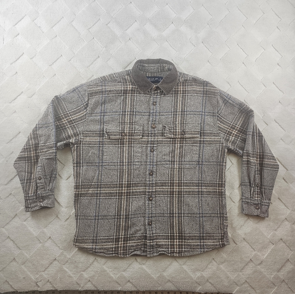 Abercrombie & Fitch 90s Oversized Flannel Shirt Mens Large Corduroy Collar
